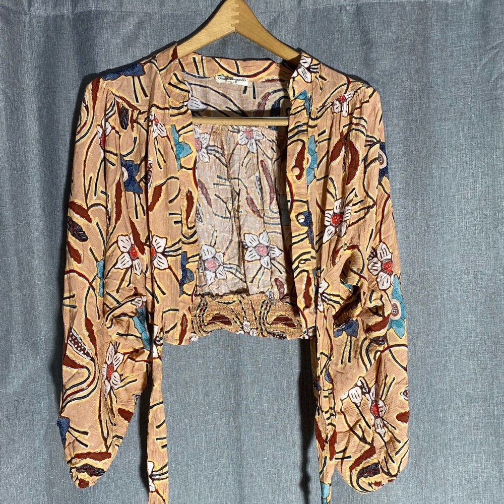 Christian Siriano button up crop top